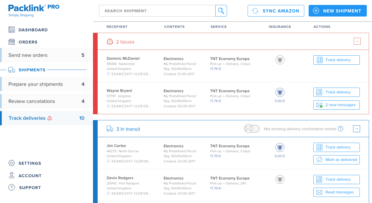 Packlink PRO UI